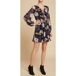 Ella Moss Floral Haze Lace Up Georgette Dress